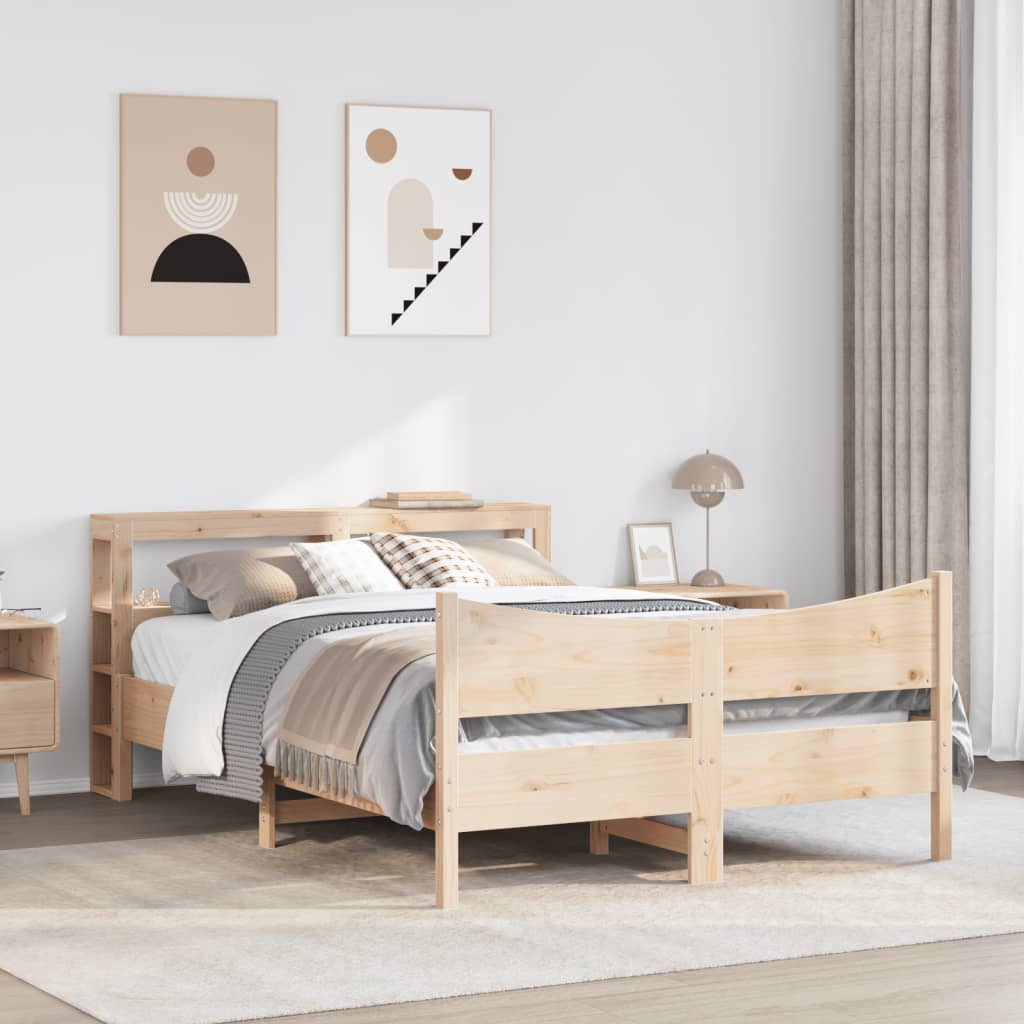 vidaXL Estructura de cama con cabecero madera de pino blanco 150x200cm