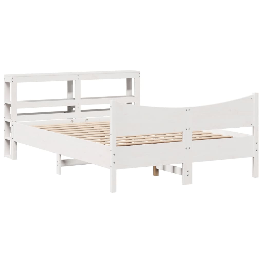 vidaXL Estructura de cama con cabecero madera de pino blanco 150x200cm