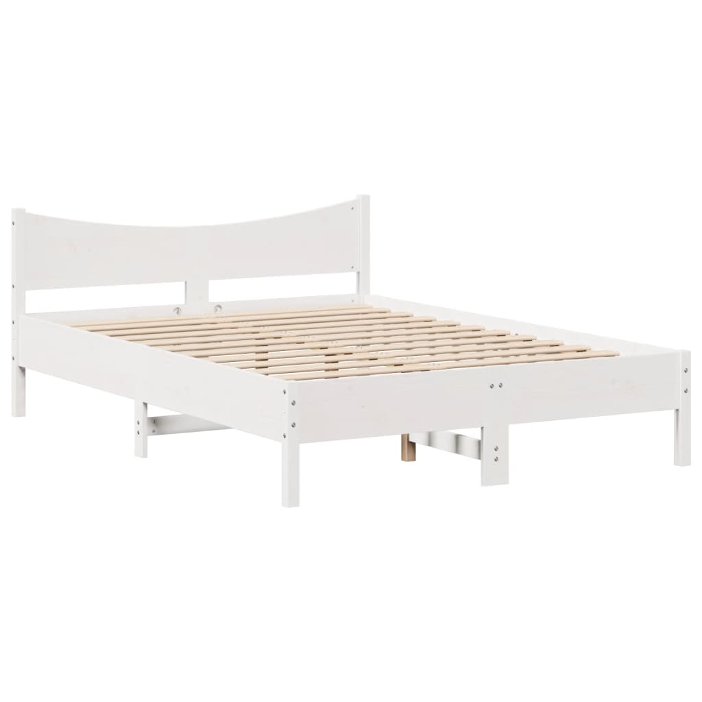 vidaXL Estructura de cama con cabecero madera de pino blanco 150x200cm