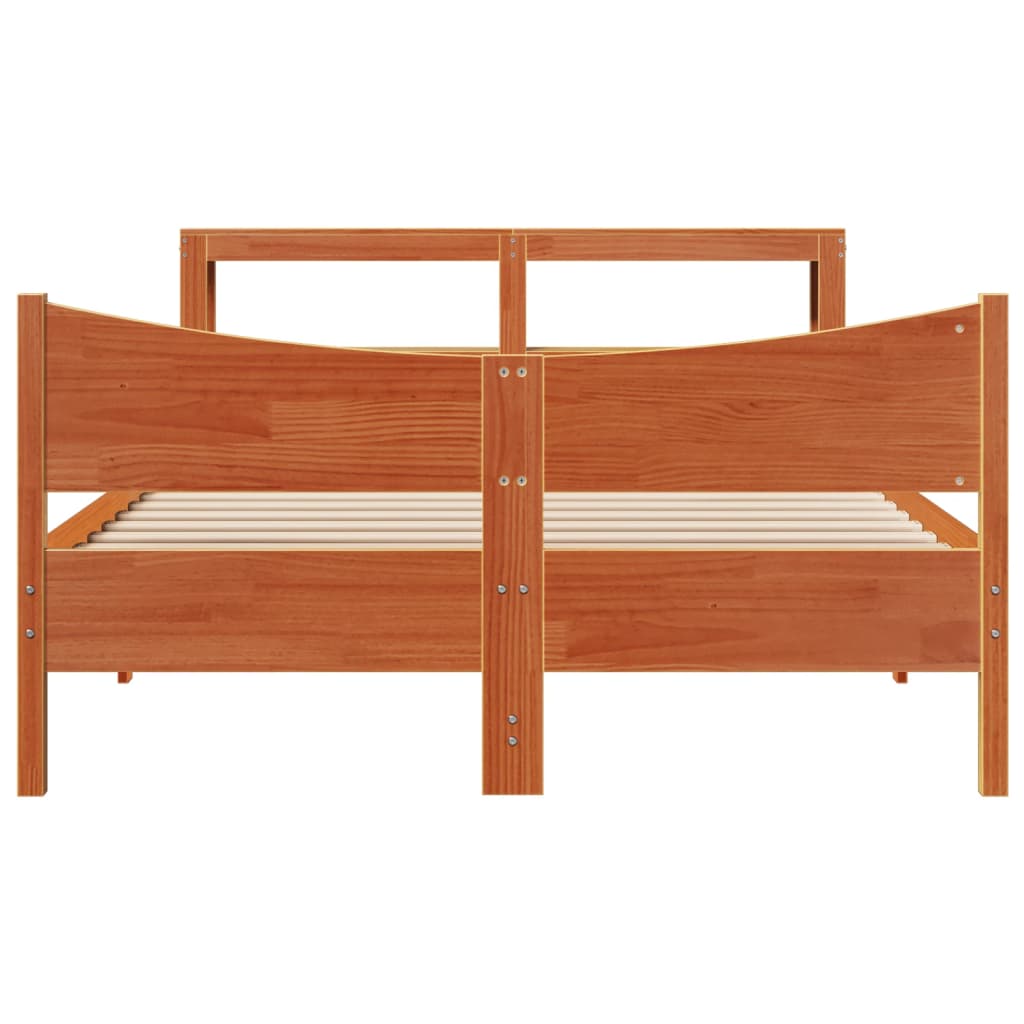 vidaXL Estructura cama con cabecero madera pino marrón cera 150x200 cm