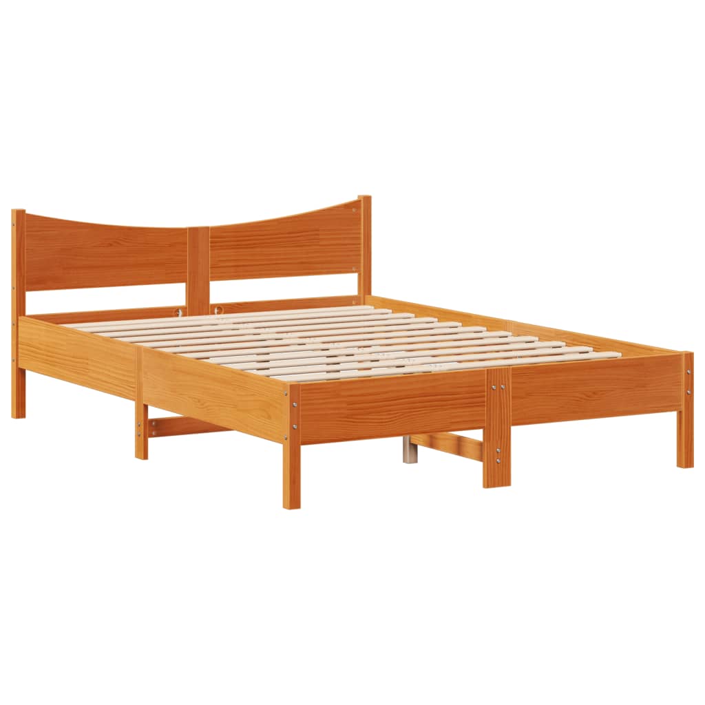 vidaXL Estructura cama con cabecero madera pino marrón cera 120x200 cm