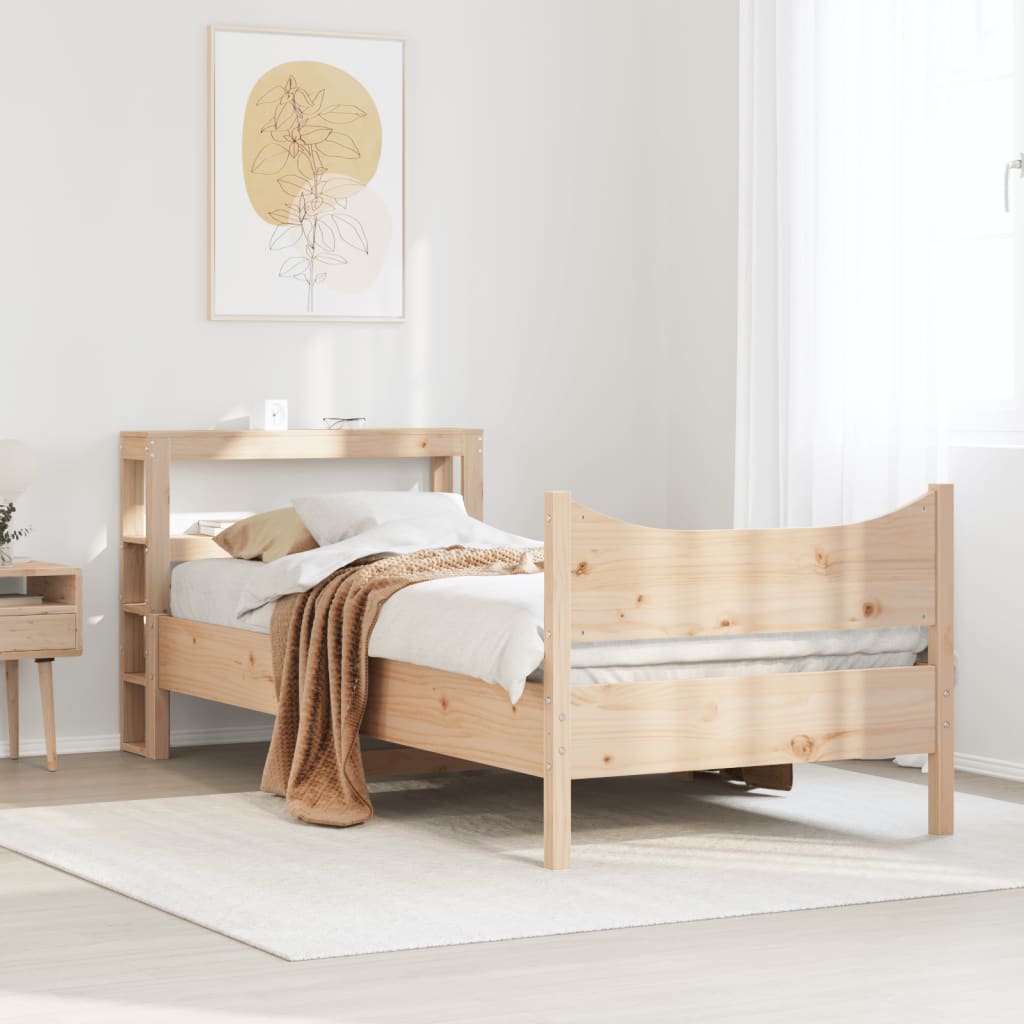 vidaXL Estructura de cama con cabecero madera maciza pino 100x200 cm