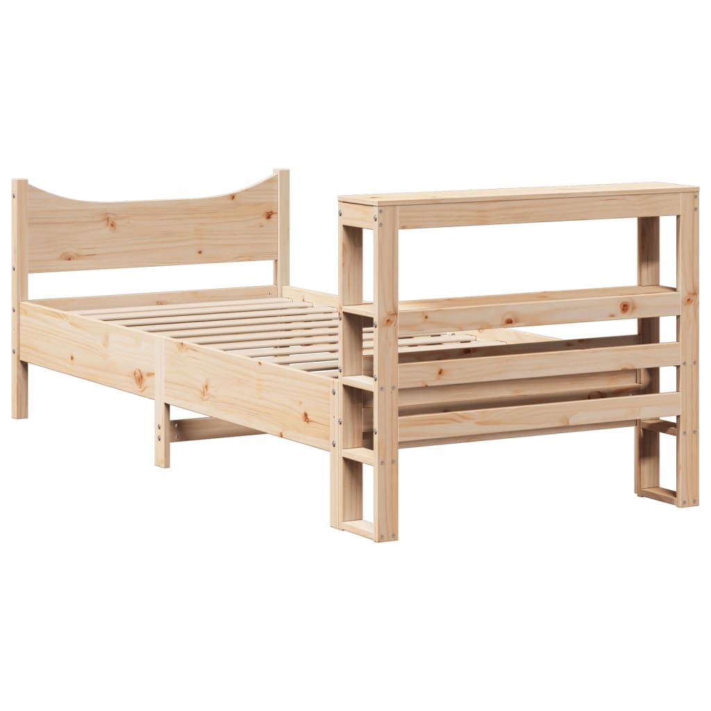 vidaXL Estructura de cama con cabecero madera maciza pino 100x200 cm