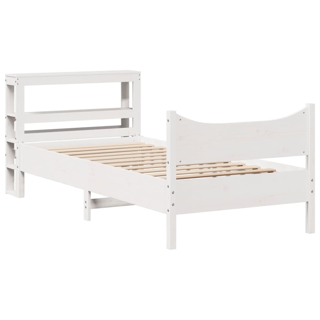 vidaXL Estructura de cama con cabecero madera de pino blanco 100x200cm