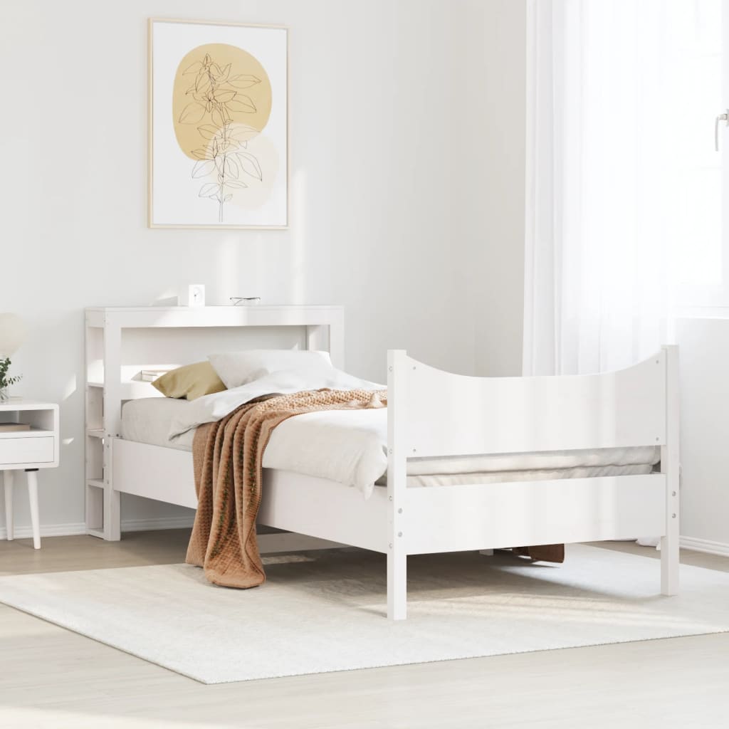 vidaXL Estructura de cama con cabecero madera de pino blanco 100x200cm