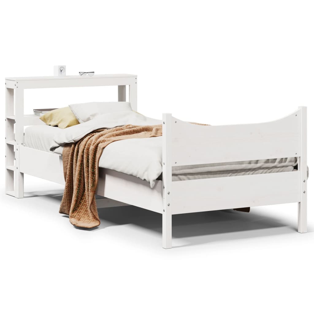 vidaXL Estructura de cama con cabecero madera de pino blanco 100x200cm