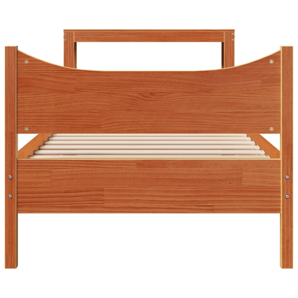 vidaXL Estructura cama con cabecero madera pino marrón cera 100x200 cm