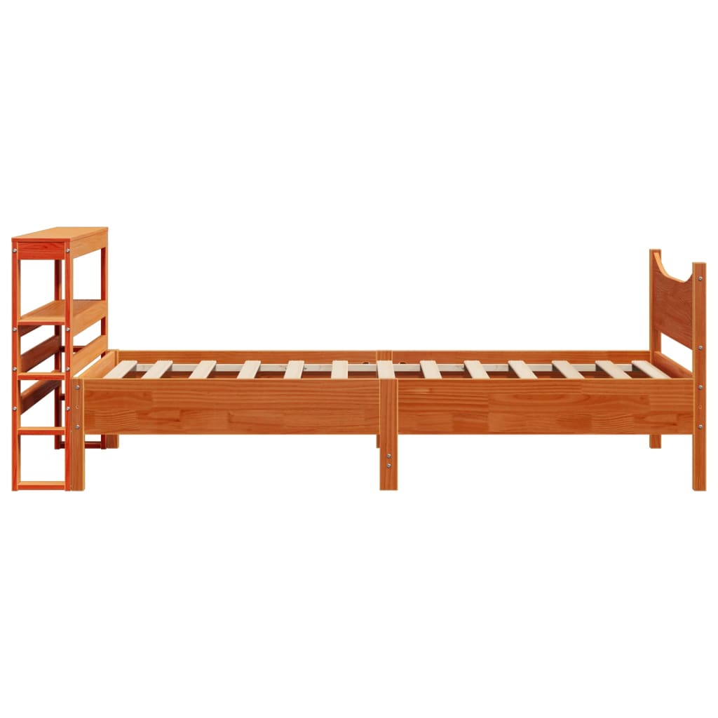 vidaXL Estructura cama con cabecero madera pino marrón cera 100x200 cm