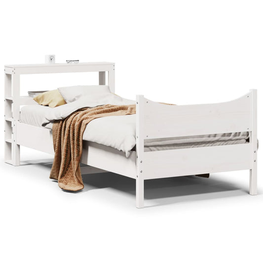 vidaXL Estructura de cama con cabecero madera de pino blanca 90x200 cm