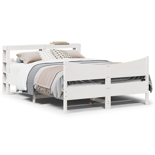 vidaXL Estructura de cama con cabecero madera pino blanco 140x190 cm