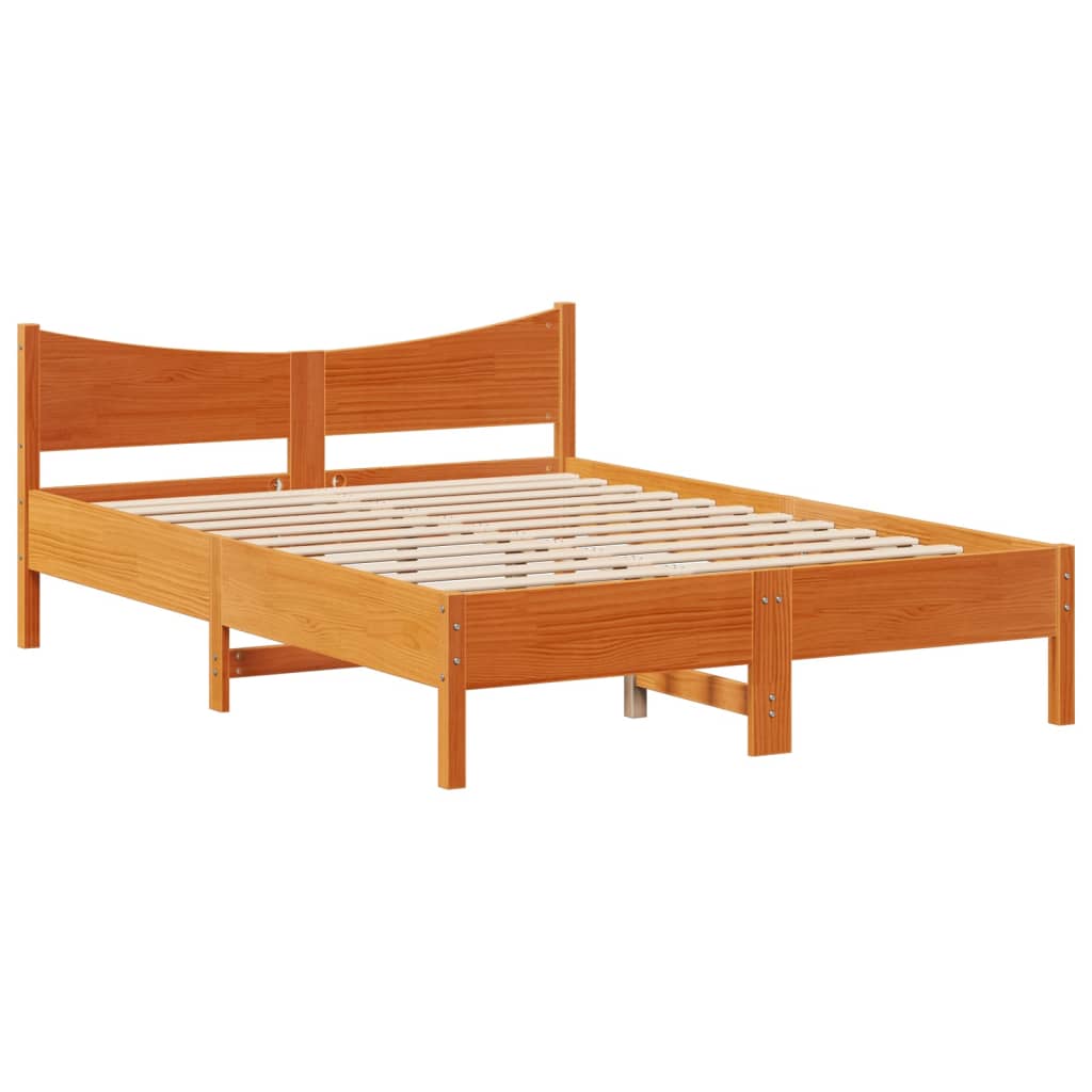 vidaXL Estructura cama con cabecero madera pino marrón cera 140x190 cm