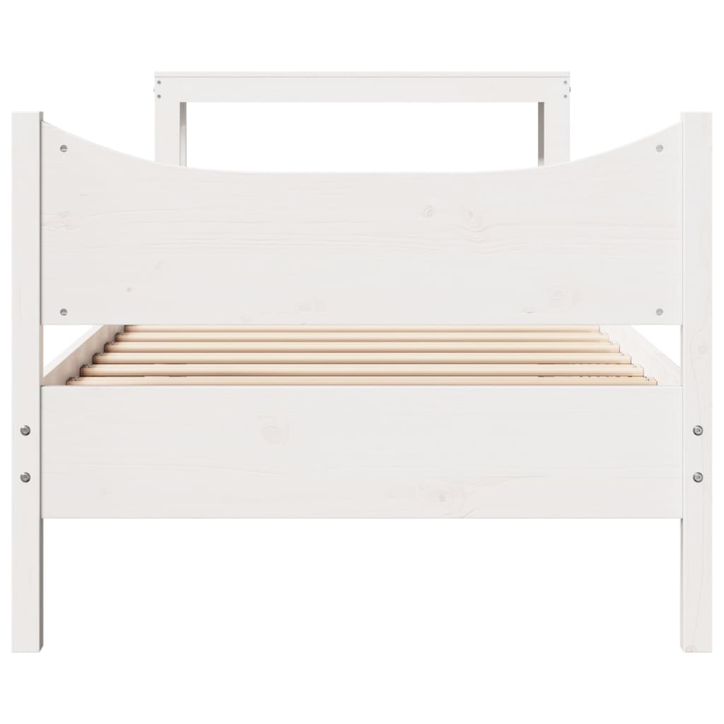 vidaXL Estructura de cama con cabecero madera pino blanco 90x190 cm