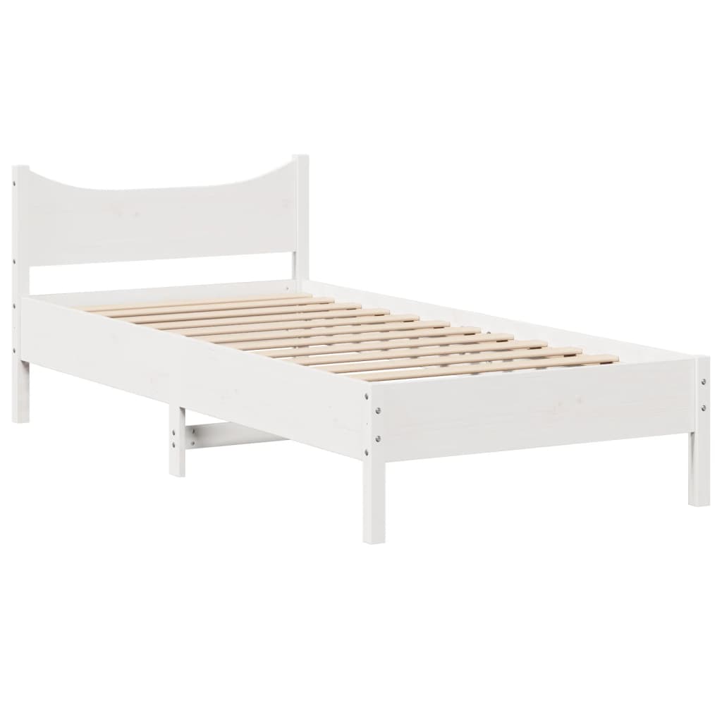 vidaXL Estructura de cama con cabecero madera pino blanco 90x190 cm