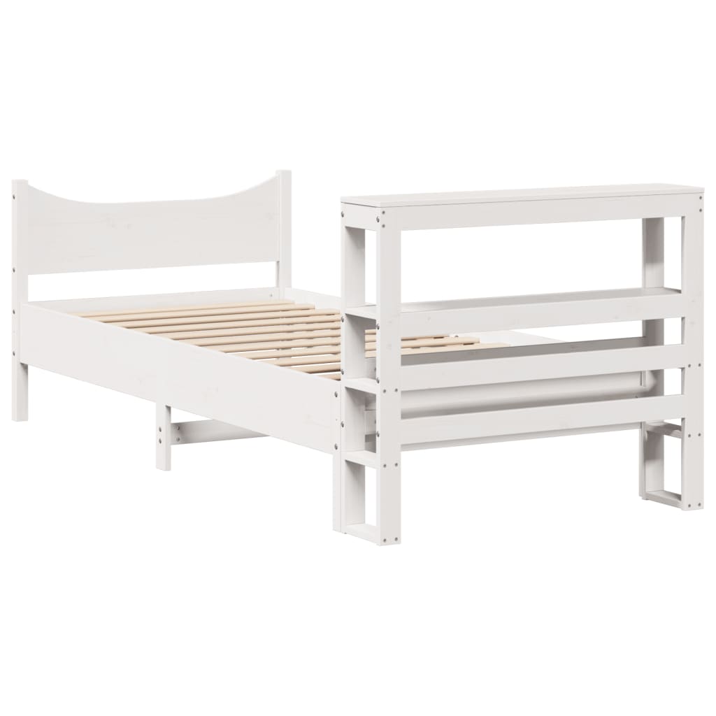 vidaXL Estructura de cama con cabecero madera pino blanco 90x190 cm