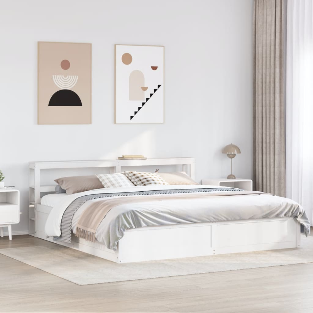 vidaXL Estructura de cama con cabecero madera de pino blanco 200x200cm