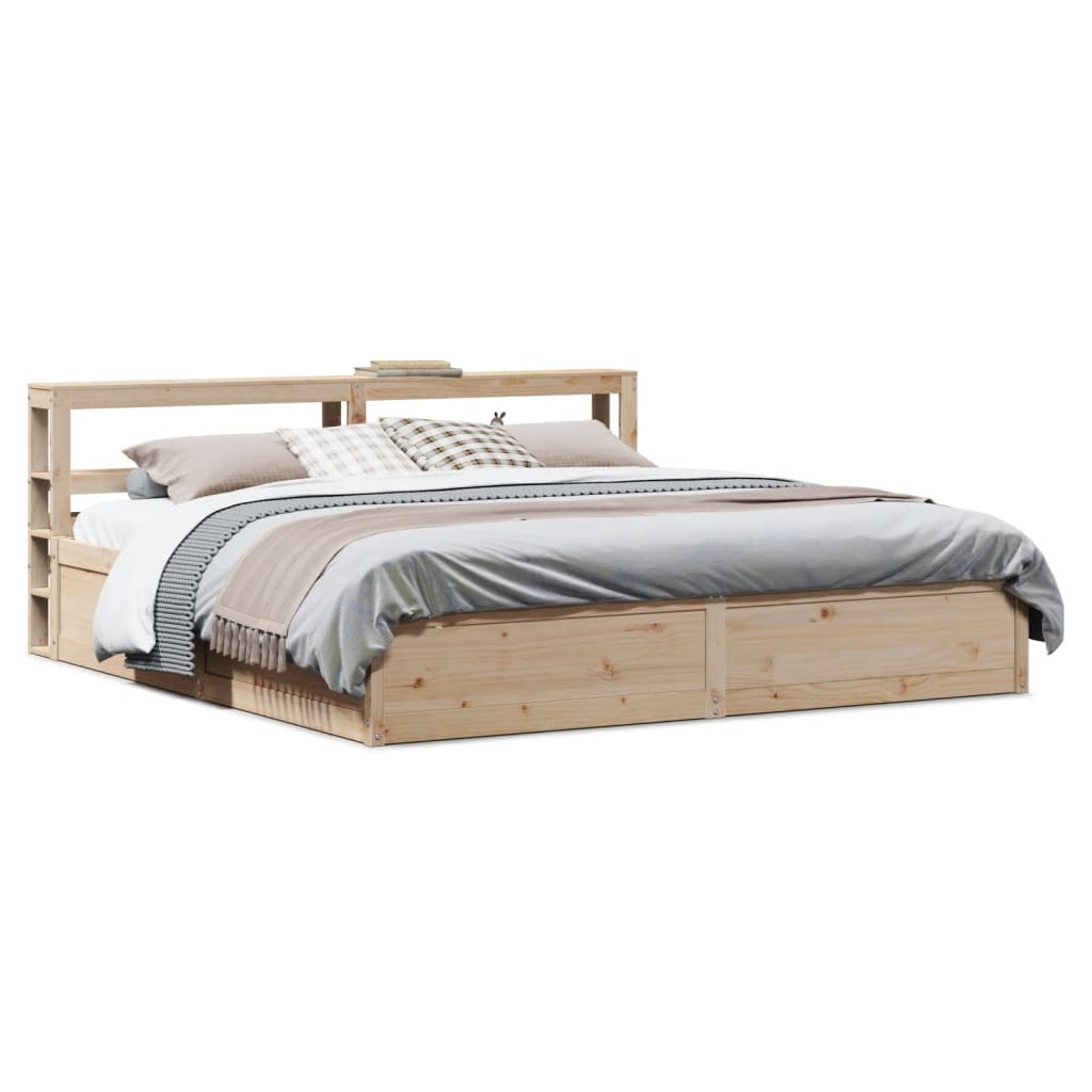 vidaXL Estructura de cama con cabecero madera maciza pino 180x200 cm