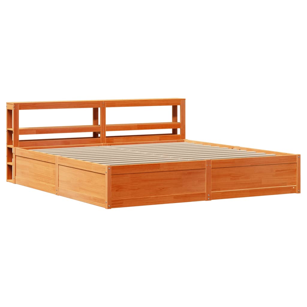 vidaXL Estructura cama con cabecero madera pino marrón cera 180x200 cm