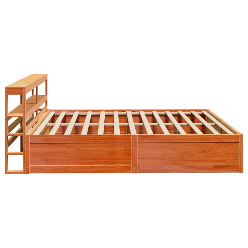 vidaXL Estructura cama con cabecero madera pino marrón cera 180x200 cm