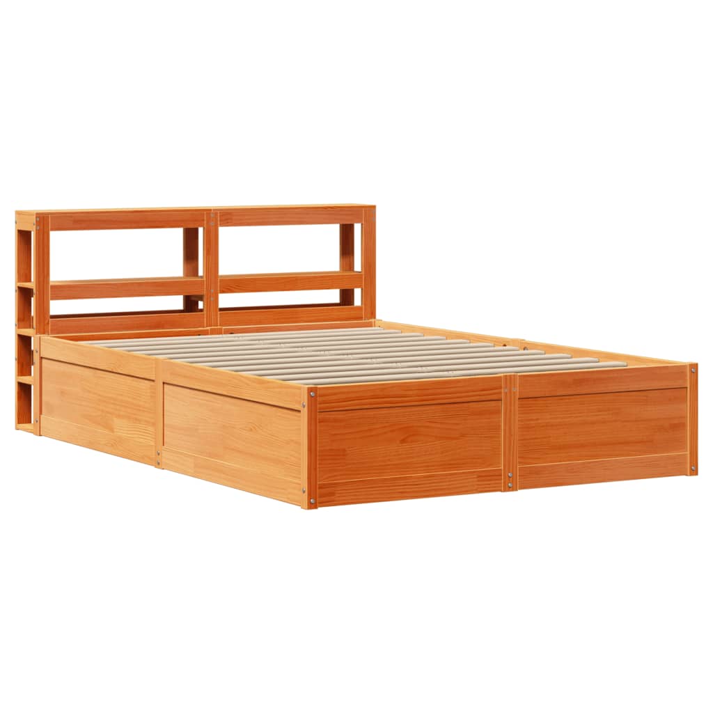 vidaXL Estructura cama con cabecero madera pino marrón cera 160x200 cm