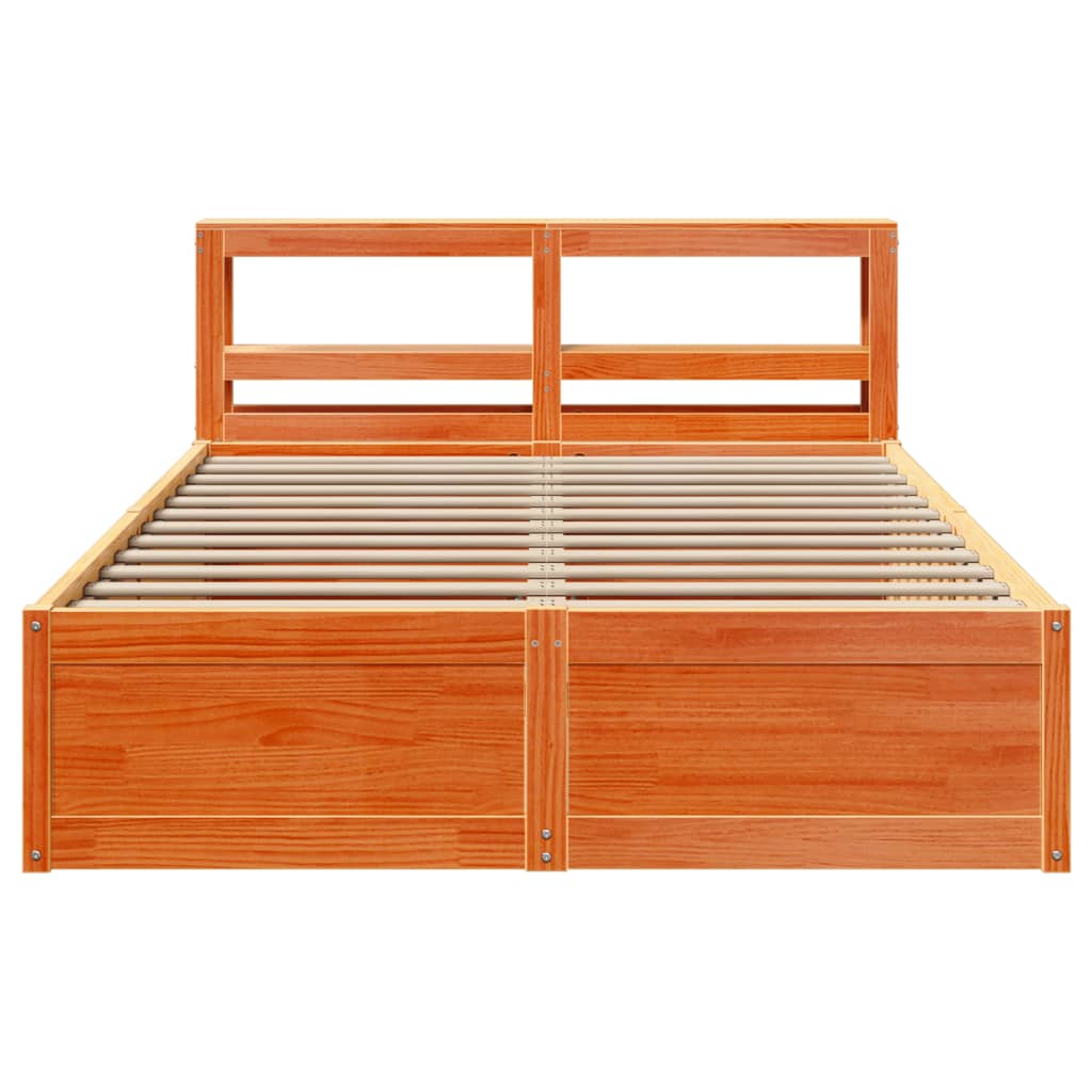 vidaXL Estructura cama con cabecero madera pino marrón cera 160x200 cm