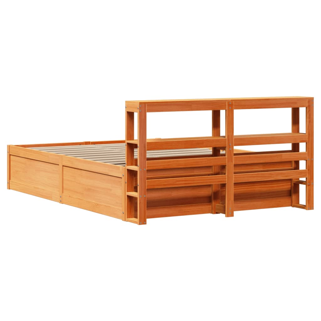 vidaXL Estructura cama con cabecero madera pino marrón cera 160x200 cm