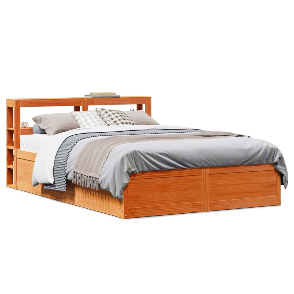 vidaXL Estructura cama con cabecero madera pino marrón cera 160x200 cm