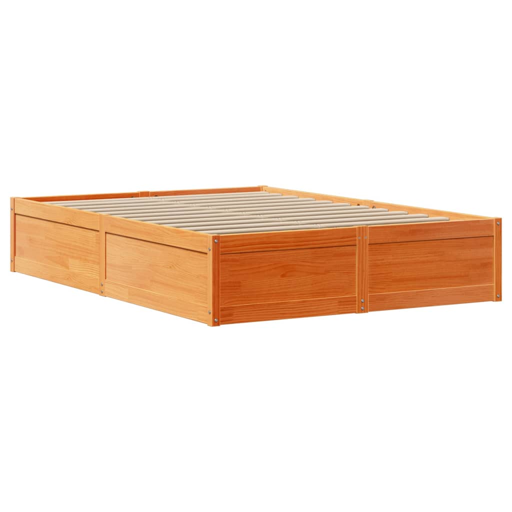 vidaXL Estructura cama con cabecero madera pino marrón cera 140x200 cm