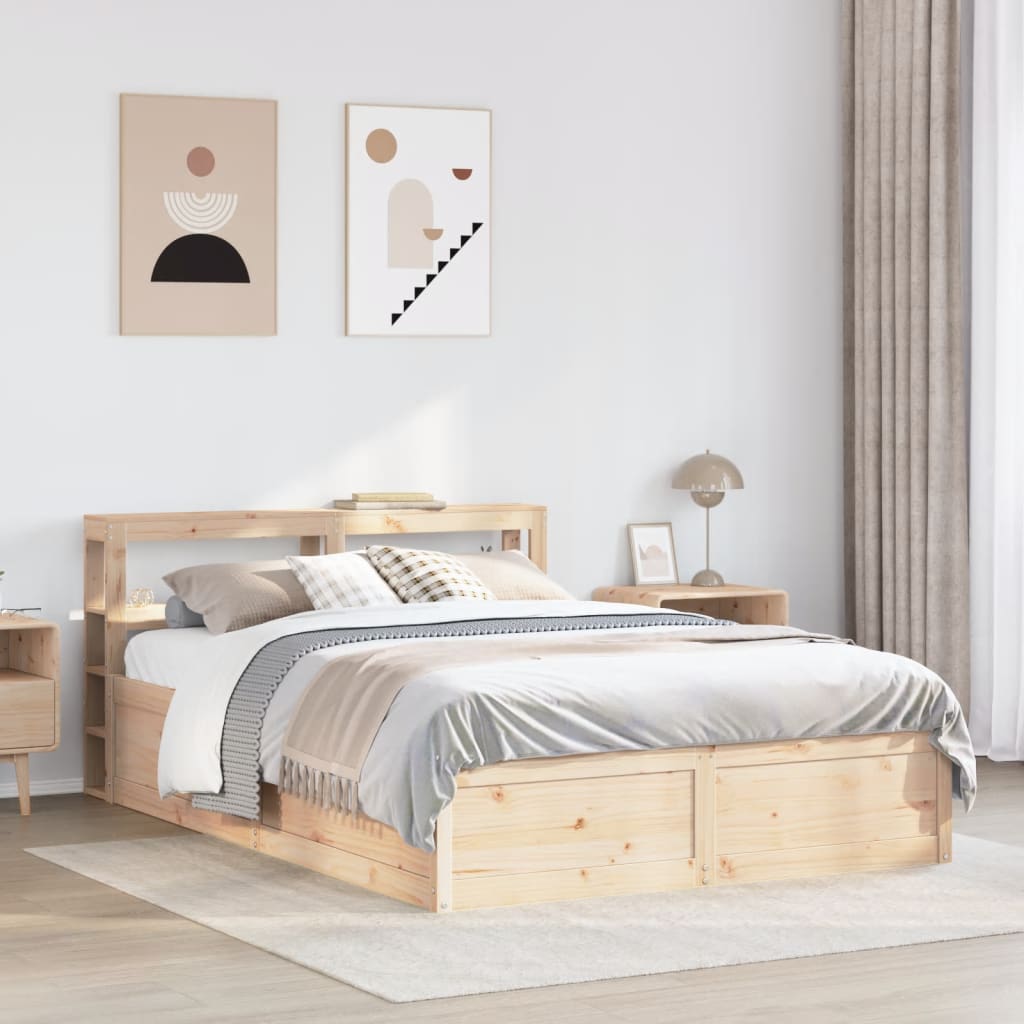 vidaXL Estructura de cama con cabecero madera maciza pino 120x200 cm