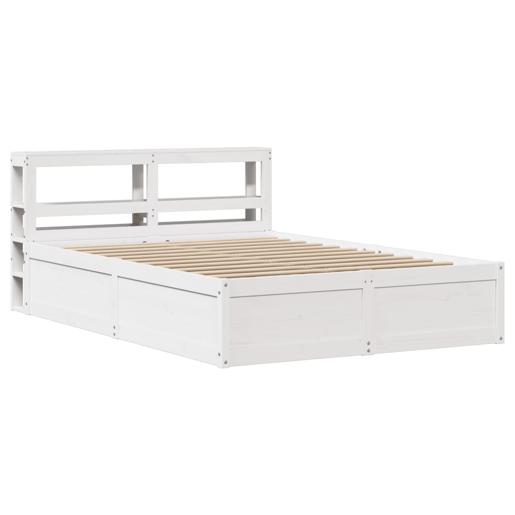 vidaXL Estructura de cama con cabecero madera pino blanco 120x200 cm