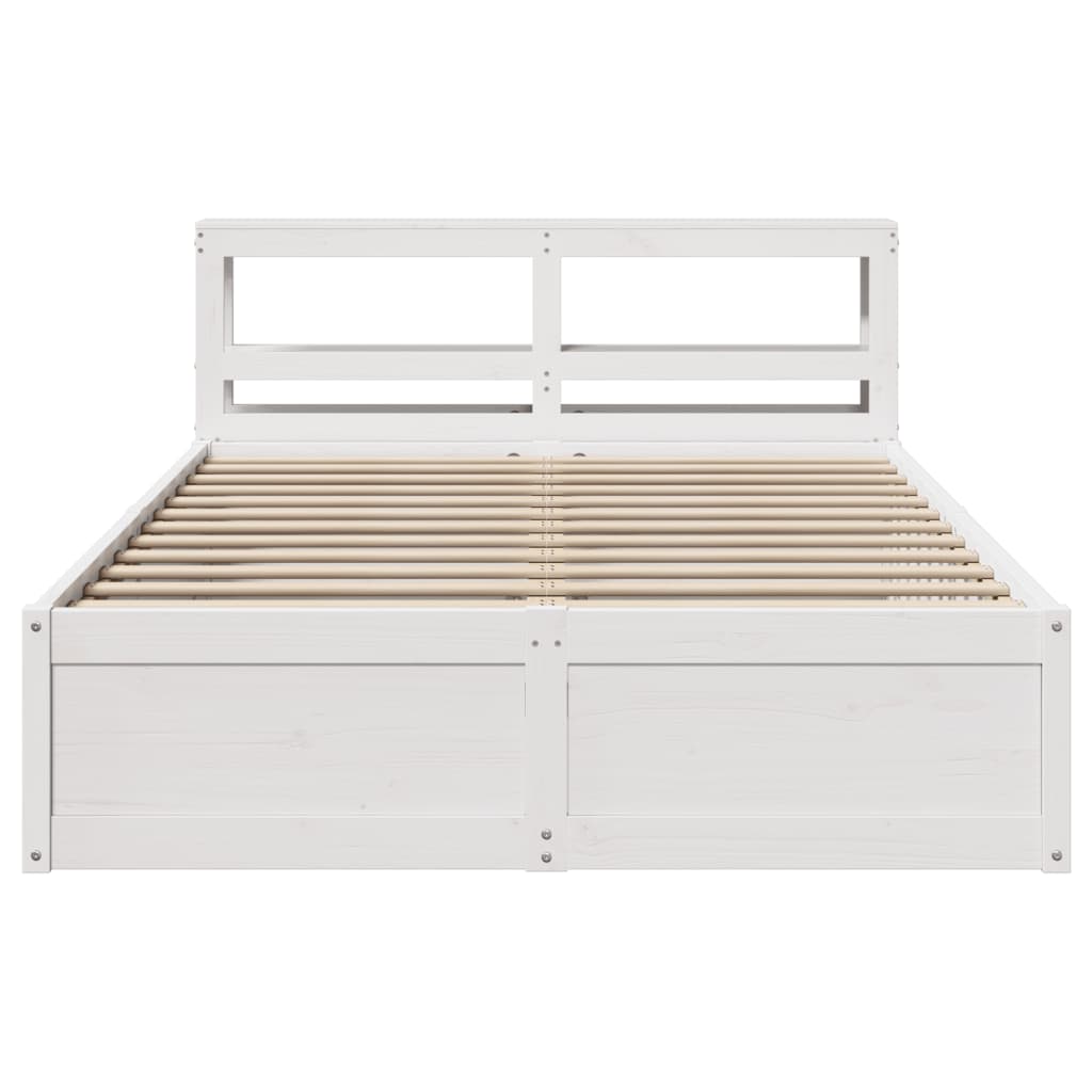 vidaXL Estructura de cama con cabecero madera pino blanco 120x200 cm