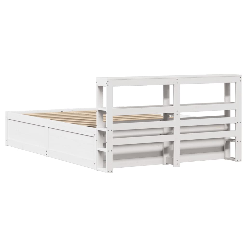 vidaXL Estructura de cama con cabecero madera pino blanco 120x200 cm