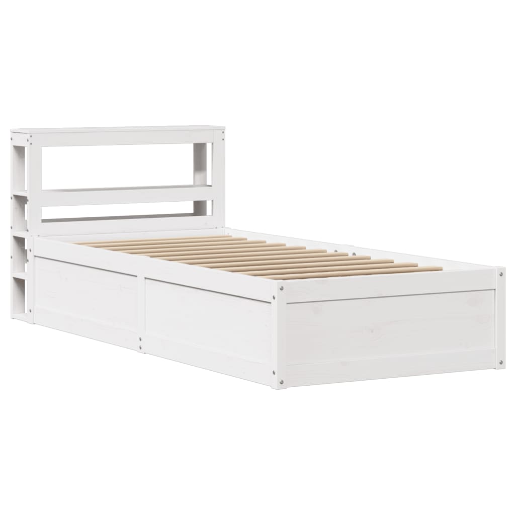 vidaXL Estructura de cama con cabecero madera de pino blanco 100x200cm