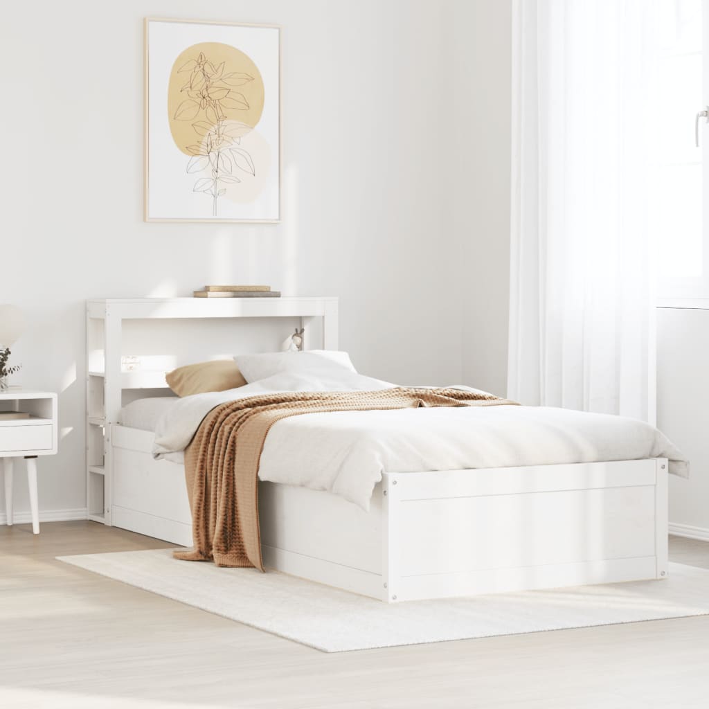 vidaXL Estructura de cama con cabecero madera de pino blanco 100x200cm