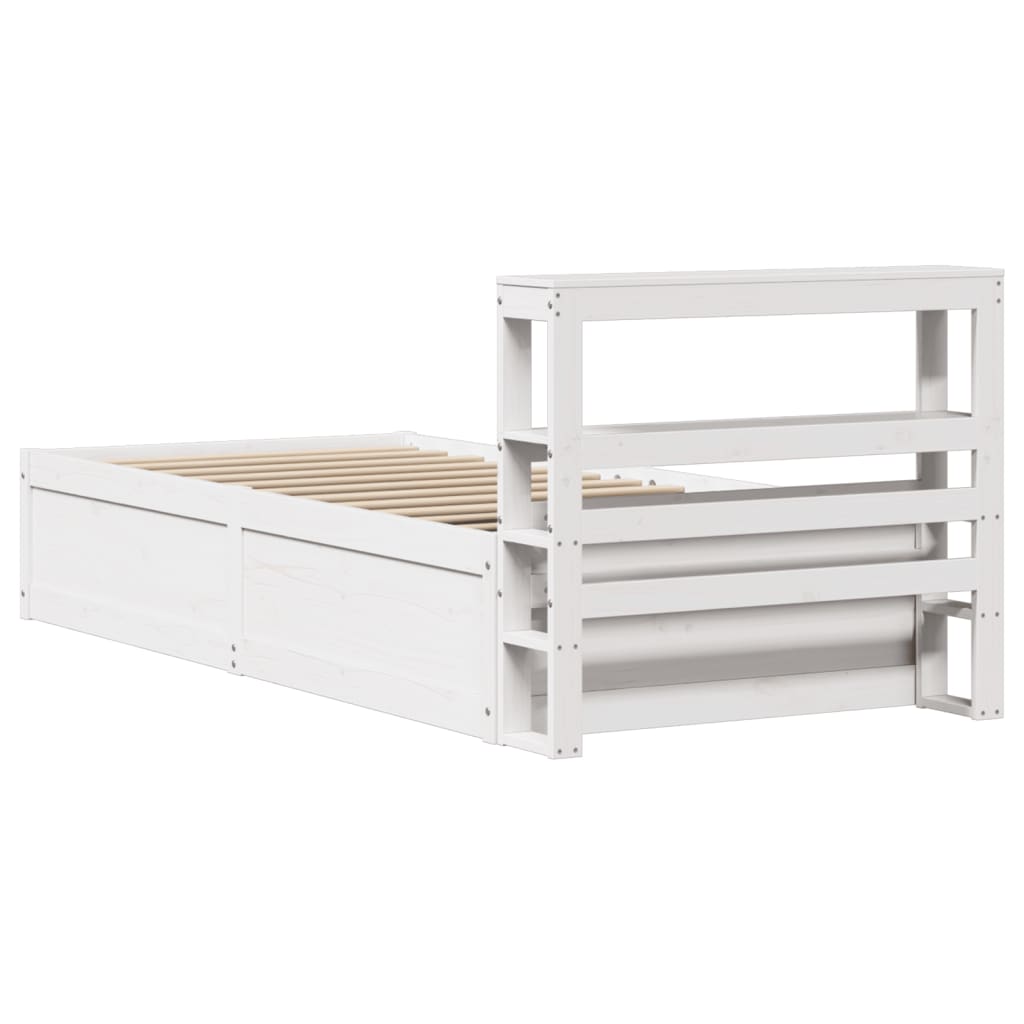 vidaXL Estructura de cama con cabecero madera de pino blanco 100x200cm