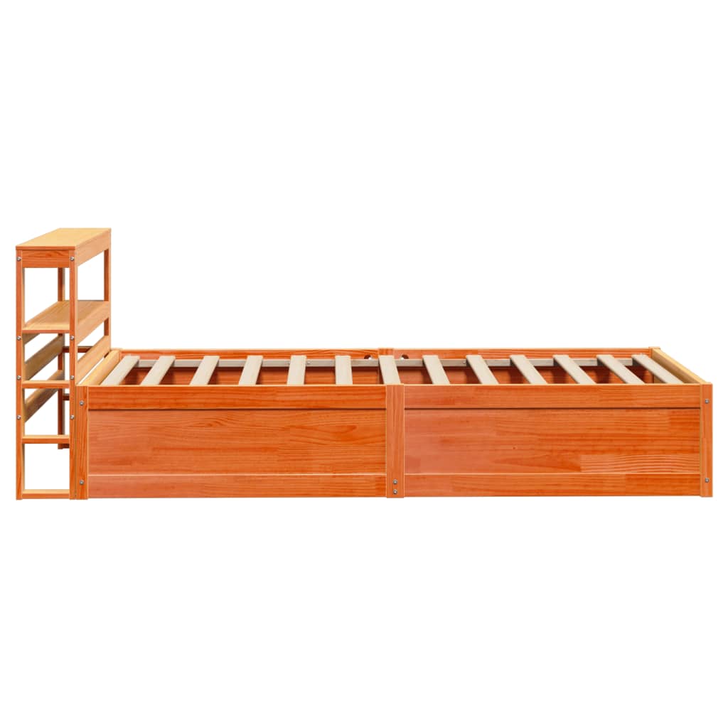 vidaXL Estructura cama con cabecero madera pino marrón cera 100x200 cm