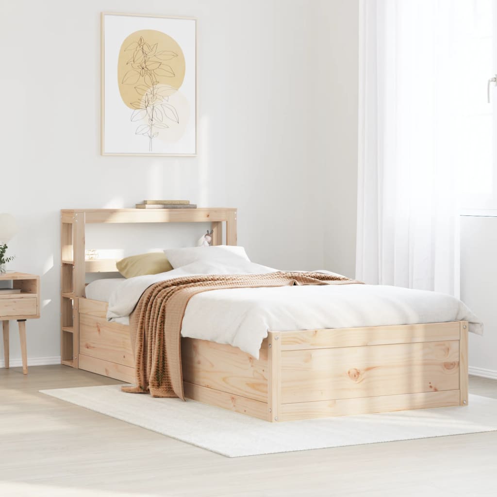 vidaXL Estructura de cama con cabecero madera maciza de pino 90x200 cm