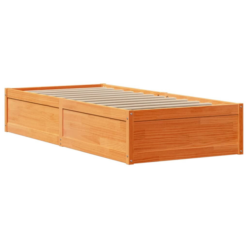 vidaXL Estructura cama con cabecero madera pino marrón cera 90x200 cm