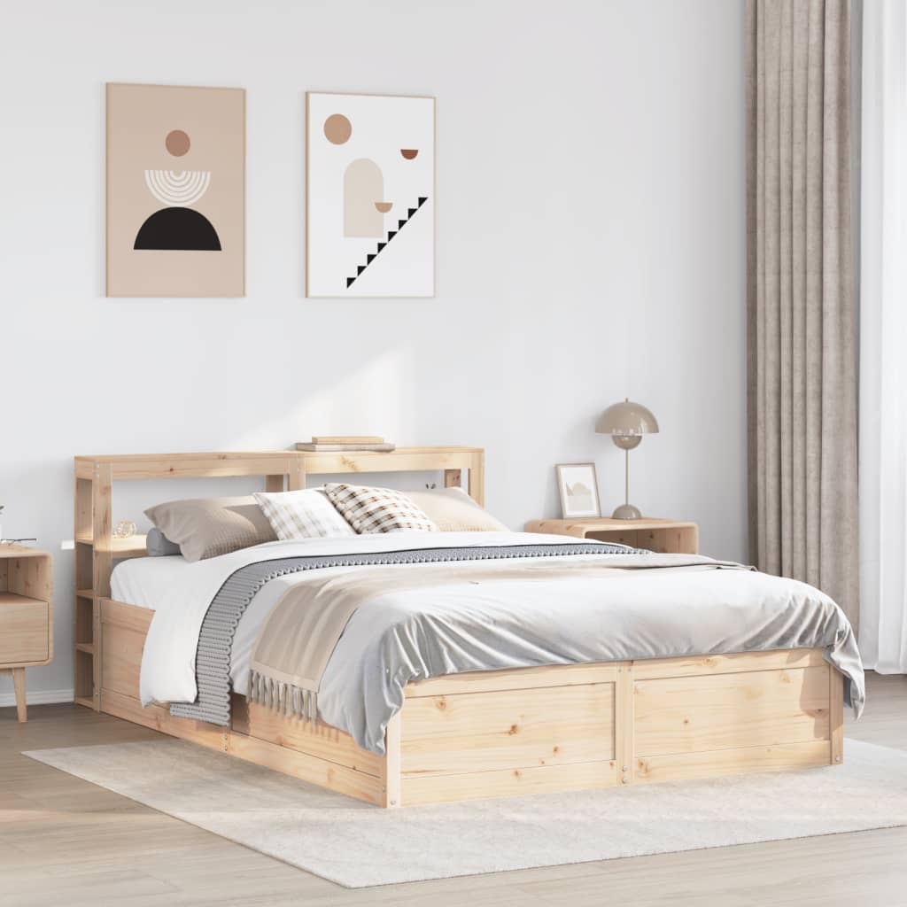 vidaXL Estructura de cama con cabecero madera maciza pino 140x190 cm