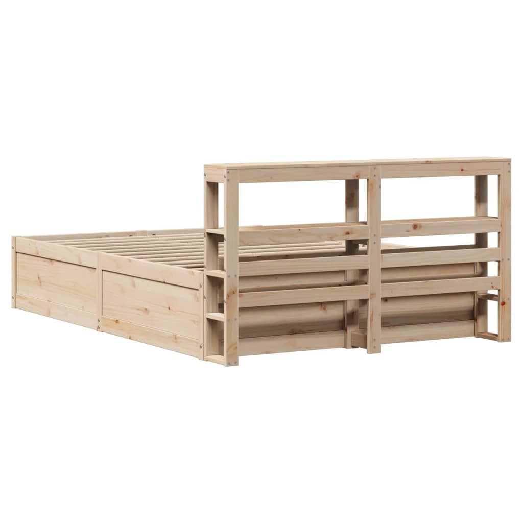 vidaXL Estructura de cama con cabecero madera maciza pino 140x190 cm