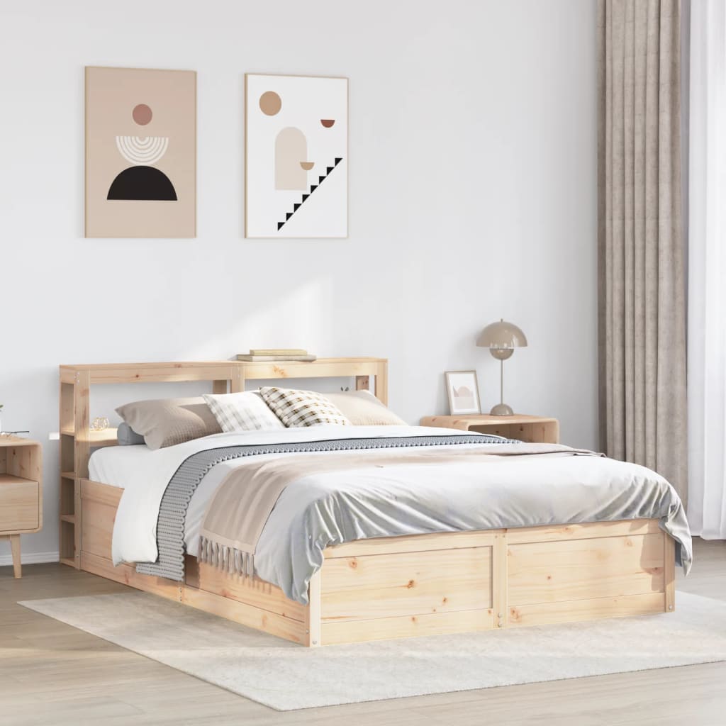 vidaXL Estructura de cama con cabecero madera maciza pino 135x190 cm