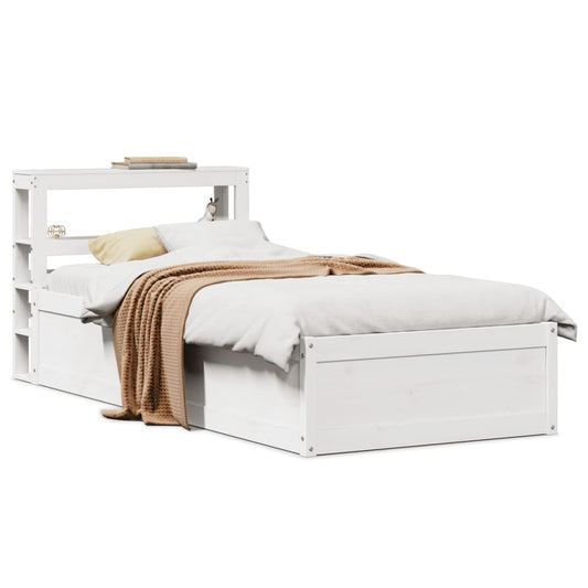 vidaXL Estructura de cama con cabecero madera pino blanco 90x190 cm