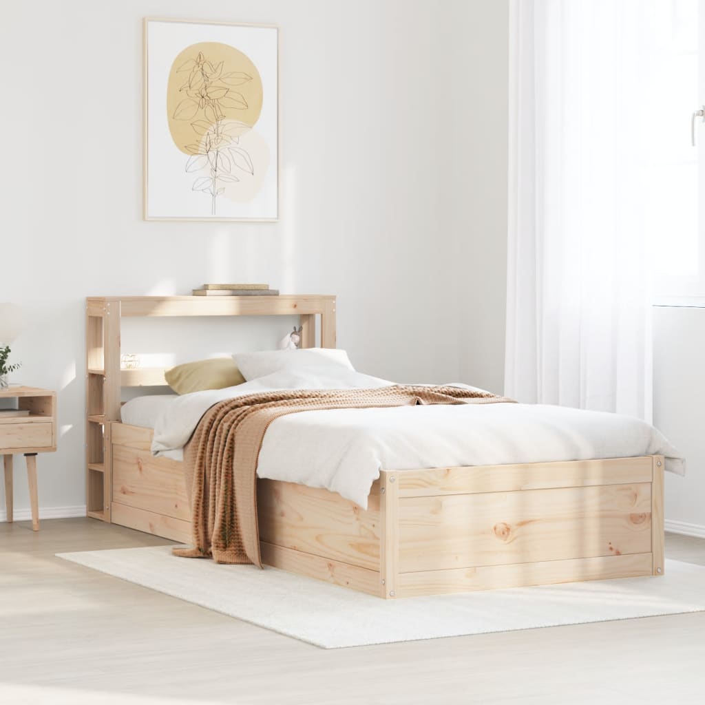 vidaXL Estructura de cama con cabecero madera maciza pino 75x190 cm