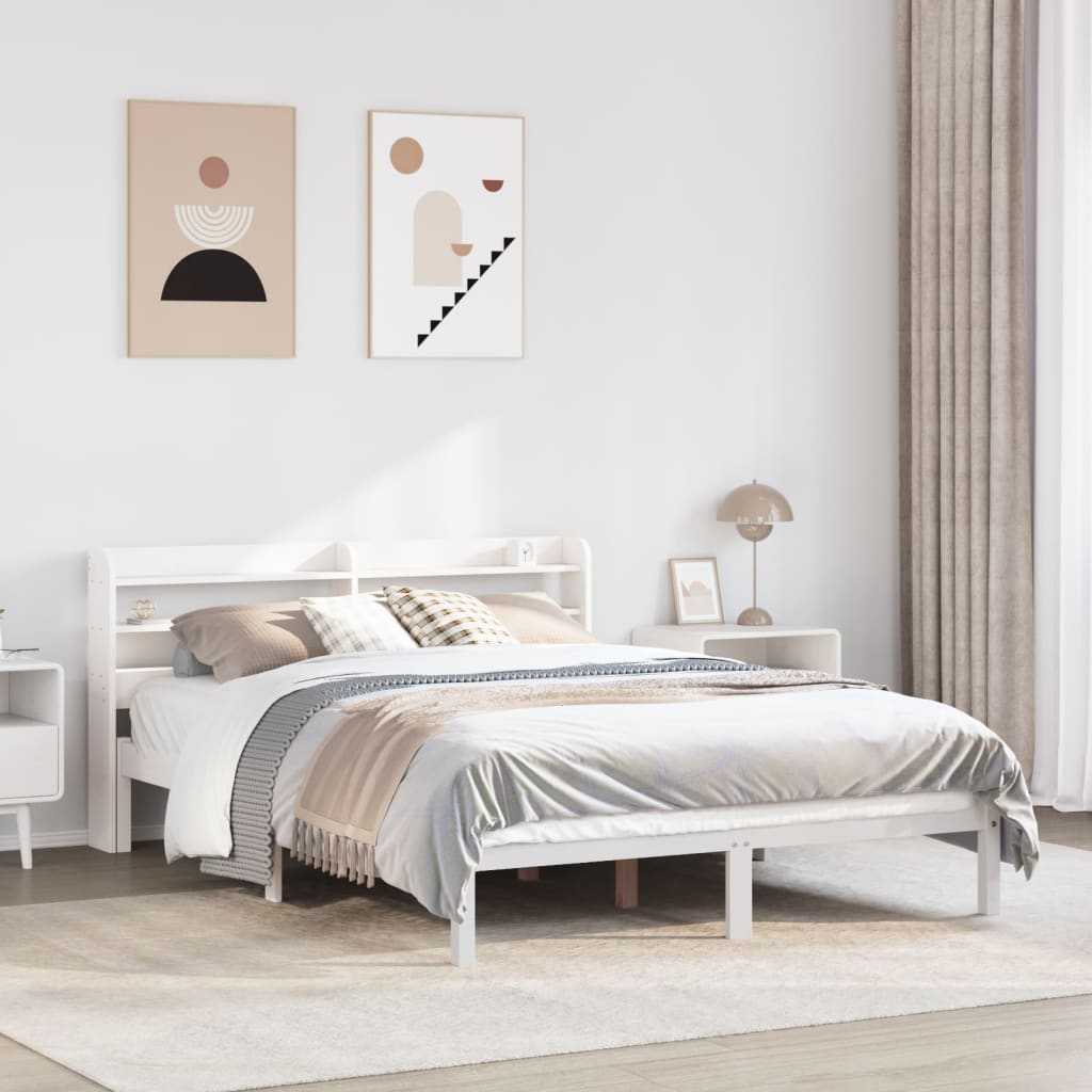 vidaXL Estructura de cama sin colchón madera maciza blanca 120x190 cm