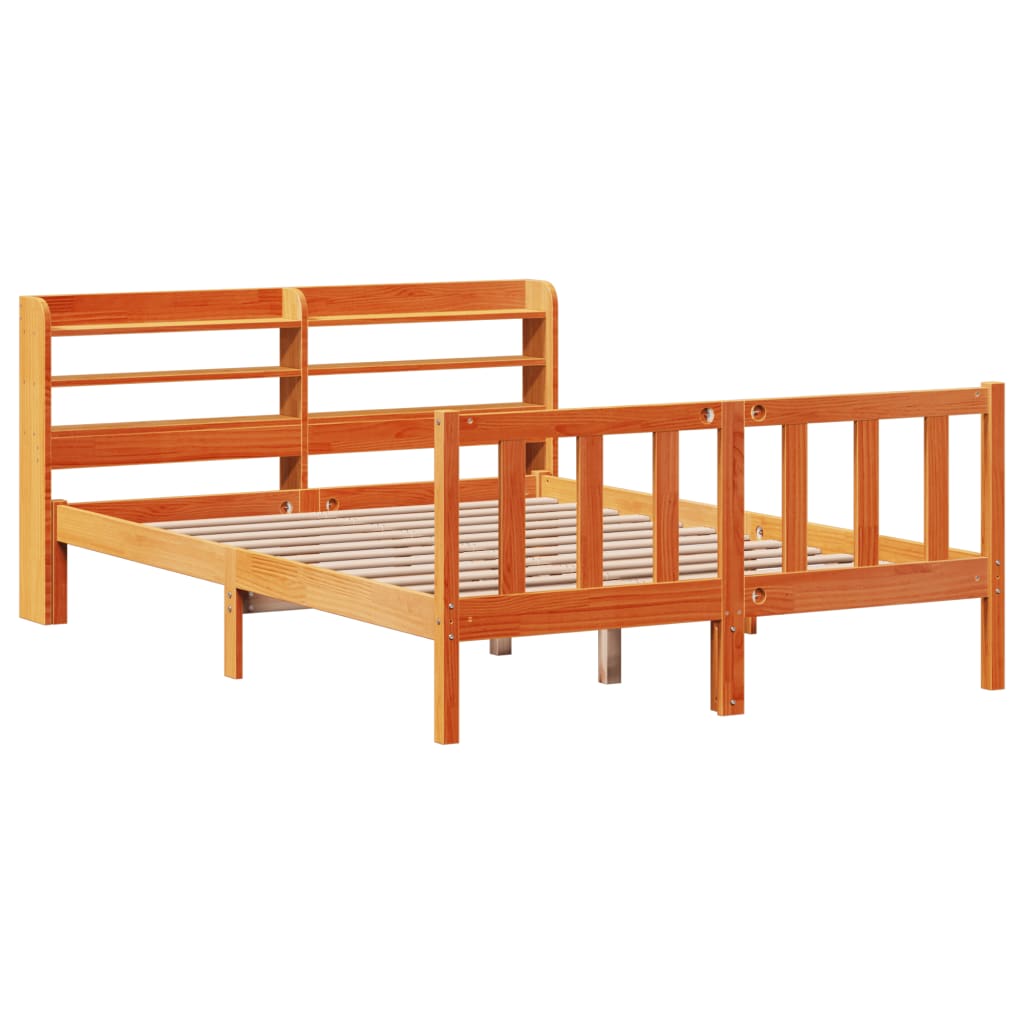 vidaXL Estructura cama con cabecero madera pino marrón cera 120x190 cm