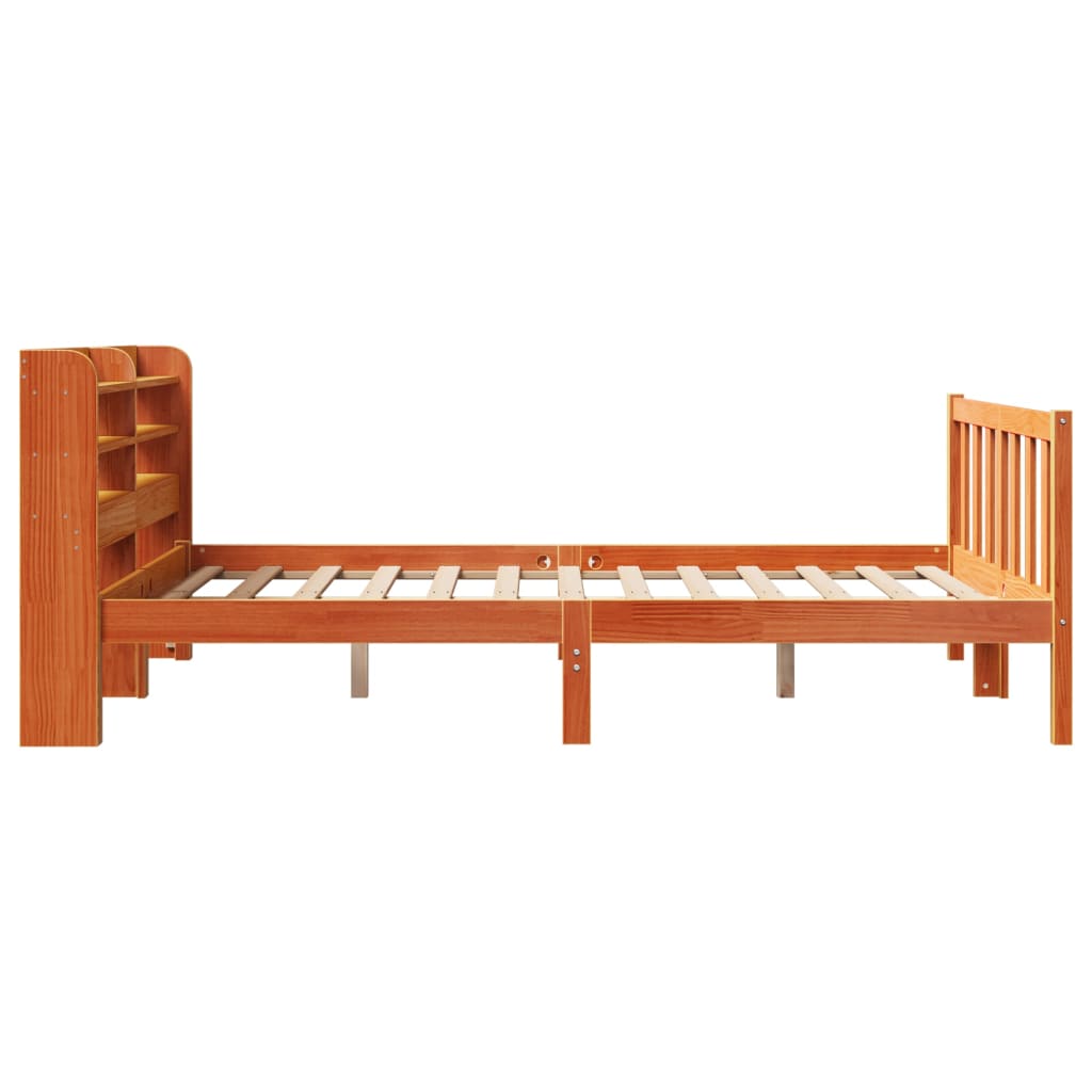 vidaXL Estructura cama con cabecero madera pino marrón cera 120x190 cm