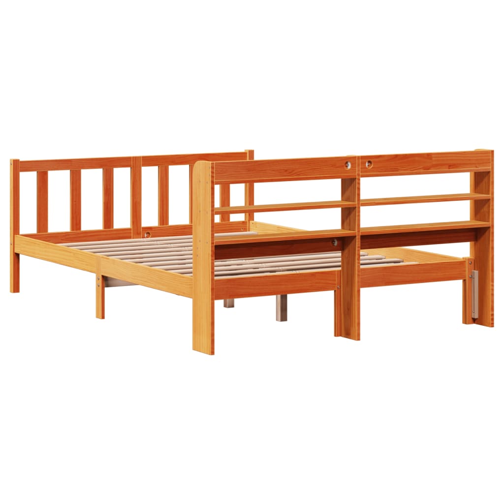 vidaXL Estructura cama con cabecero madera pino marrón cera 120x190 cm