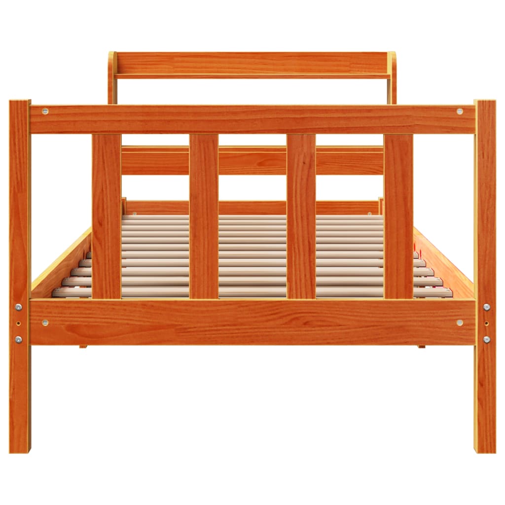 vidaXL Estructura cama con cabecero madera pino marrón cera 90x200 cm