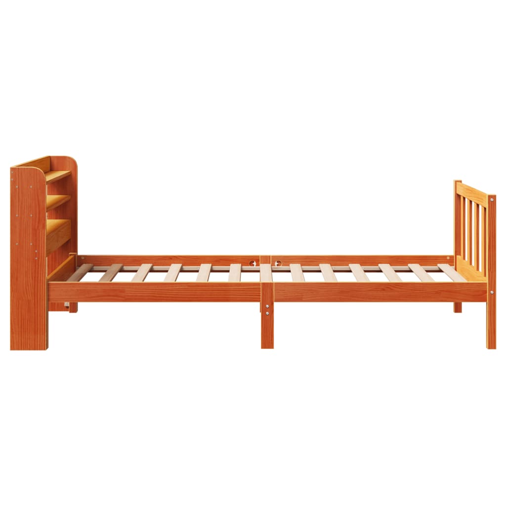 vidaXL Estructura cama con cabecero madera pino marrón cera 90x200 cm