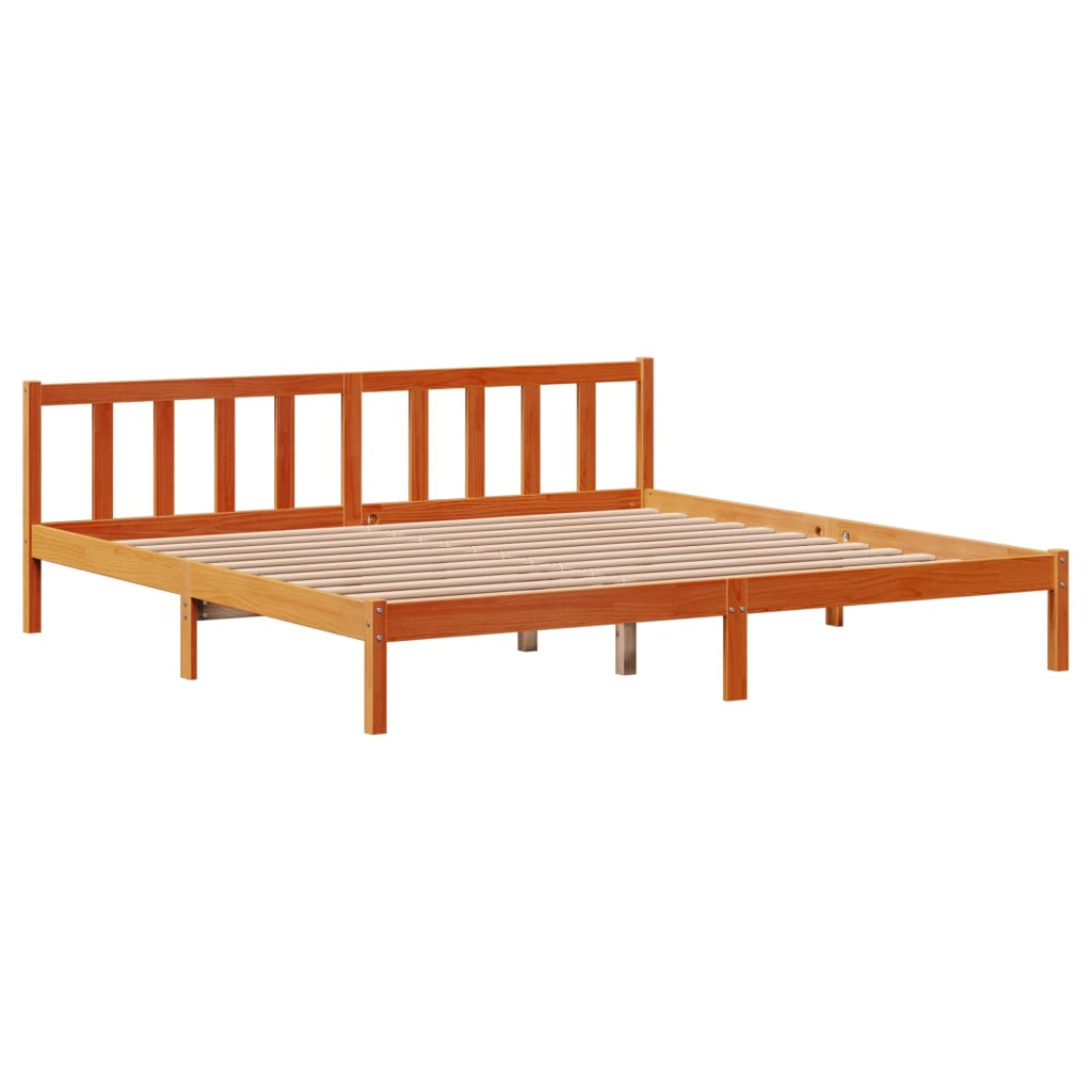 vidaXL Estructura cama con cabecero madera pino marrón cera 180x200 cm