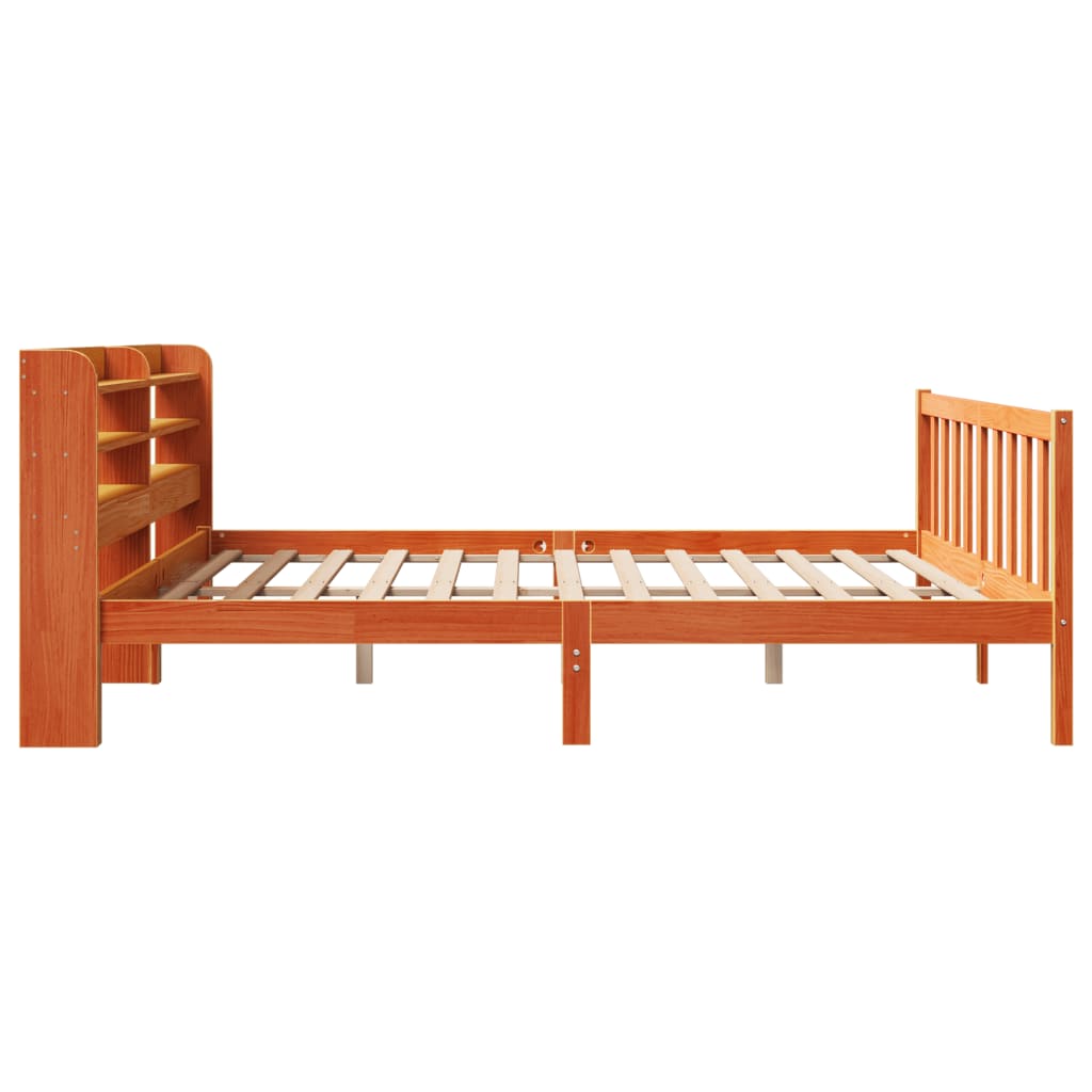 vidaXL Estructura cama con cabecero madera pino marrón cera 180x200 cm